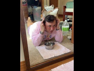 Drinking from my doggy bowl