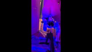 XL bad dragon horse dildo gapes pup slut on fuck machine